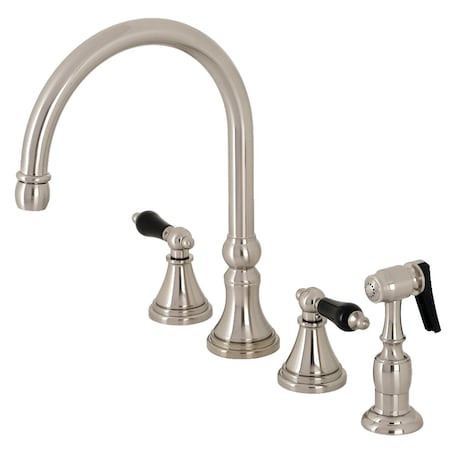 Kingston Brass KS2798PKLBS Duchess Widespread Kitchen Faucet W/ Brass Sprayer, Nickel KS2798PKLBS